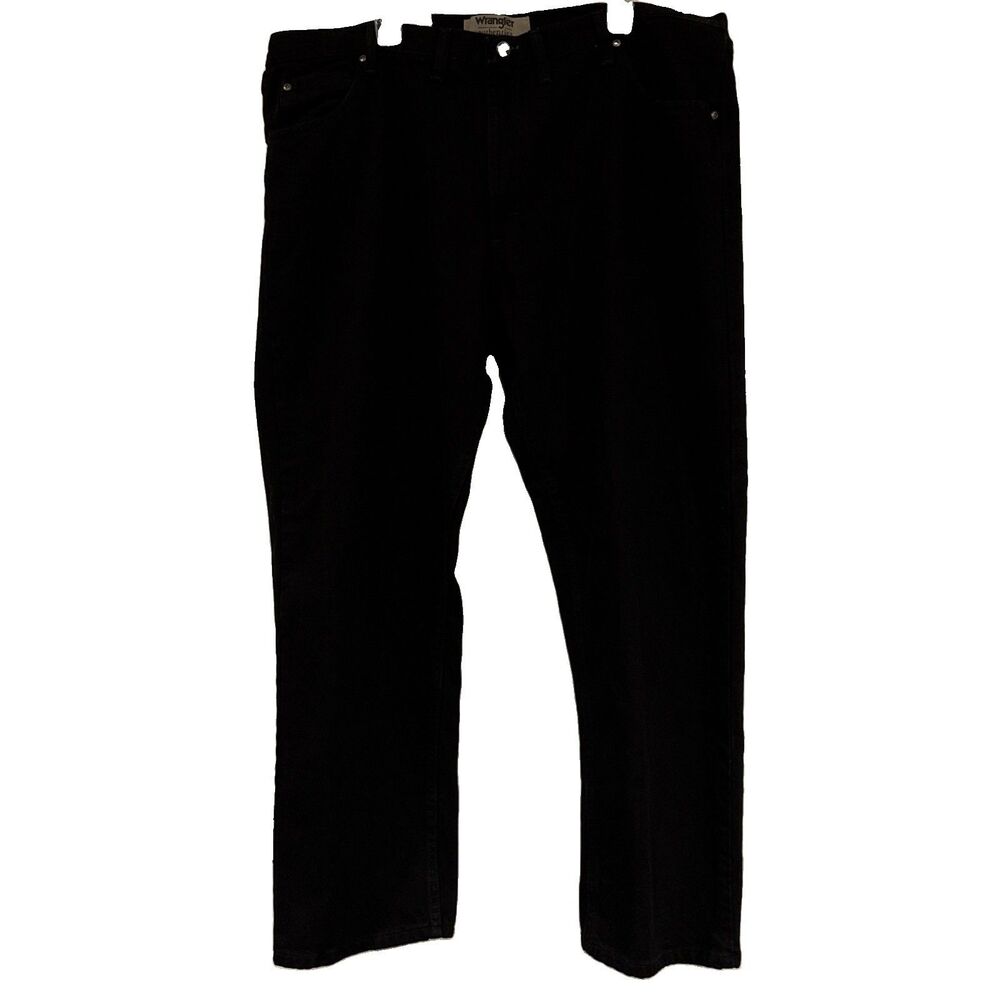 Wrangler Authentics Men's Black Dark Wash Denim Straight Jeans Regular Fit